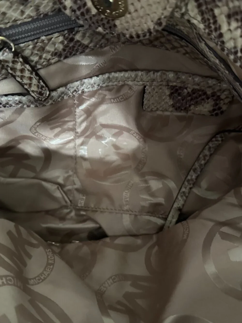Michael Kors Python Embossed Leather Tote - Picture 6 of 8